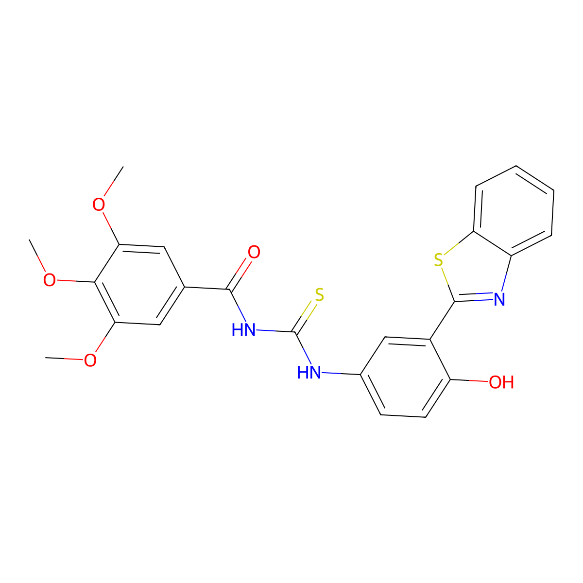 N-{[3-(1,3-benzothiazol-2-yl)-4-hydroxyphenyl]carbamothioyl}-3,4,5-trimethoxybenzamide molecular structure, CAS 355428-26-1