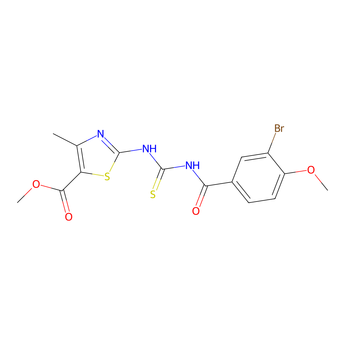 Methyl 2-[(3-bromo-4-methoxybenzoyl)carbamothioylamino]-4-methyl-1,3-thiazole-5-carboxylate molecular structure, CAS 355428-28-3