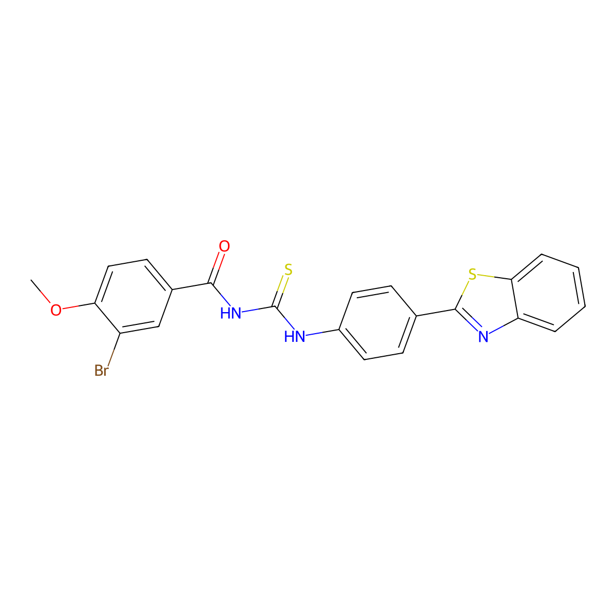 N-[[4-(1,3-benzothiazol-2-yl)phenyl]carbamothioyl]-3-bromo-4-methoxybenzamide molecular structure, CAS 355428-30-7