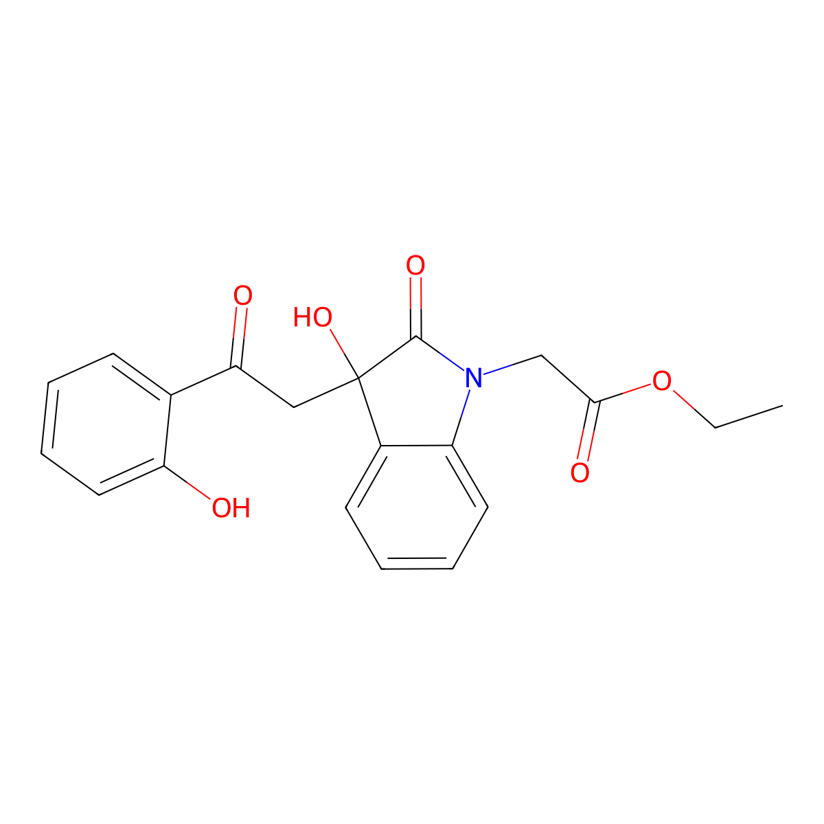 ethyl {3-hydroxy-3-[2-(2-hydroxyphenyl)-2-oxoethyl]-2-oxo-2,3-dihydro-1H-indol-1-yl}acetate molecular structure, CAS 355428-39-6