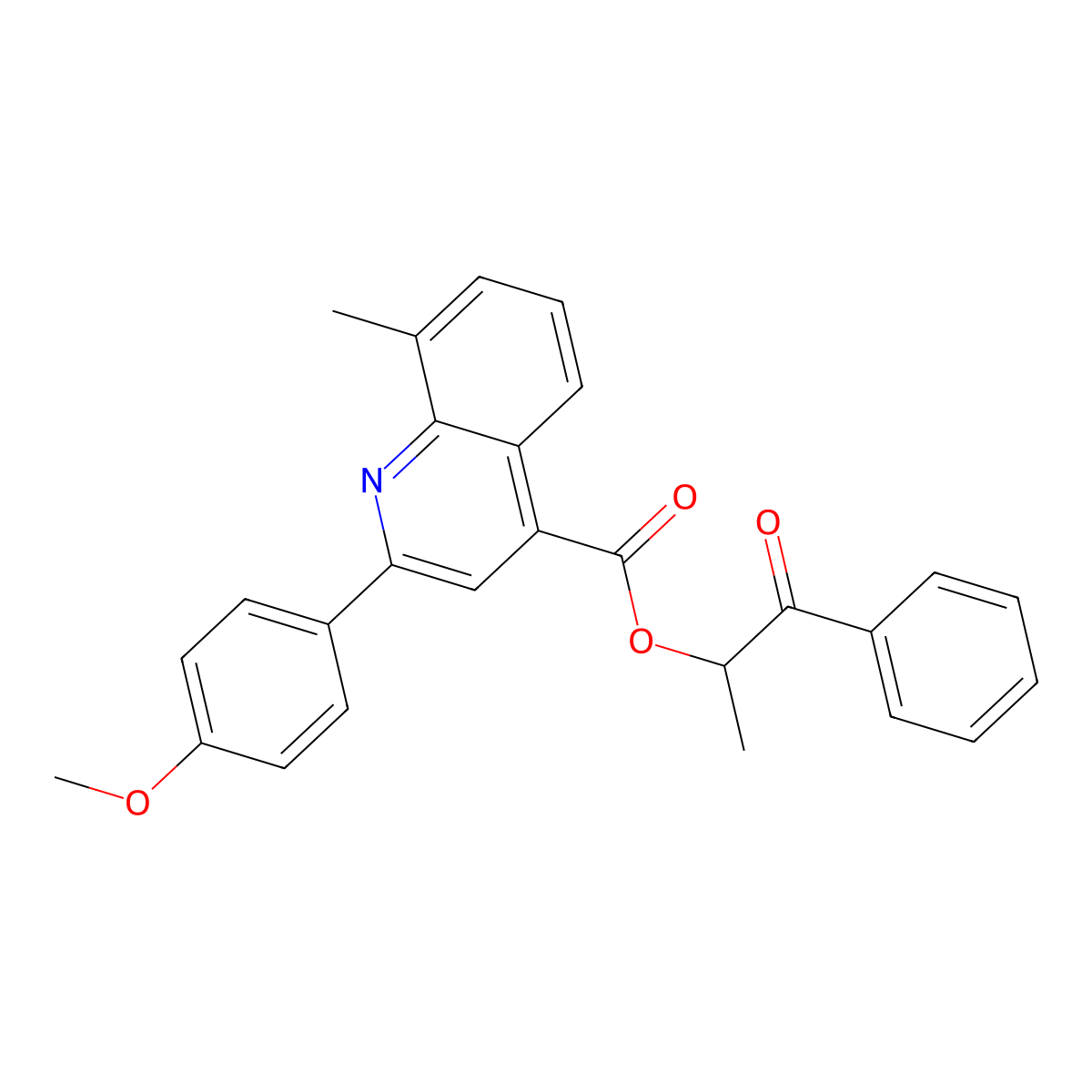 1-Methyl-2-oxo-2-phenylethyl 2-(4-methoxyphenyl)-8-methyl-4-quinolinecarboxylate molecular structure, CAS 355428-47-6