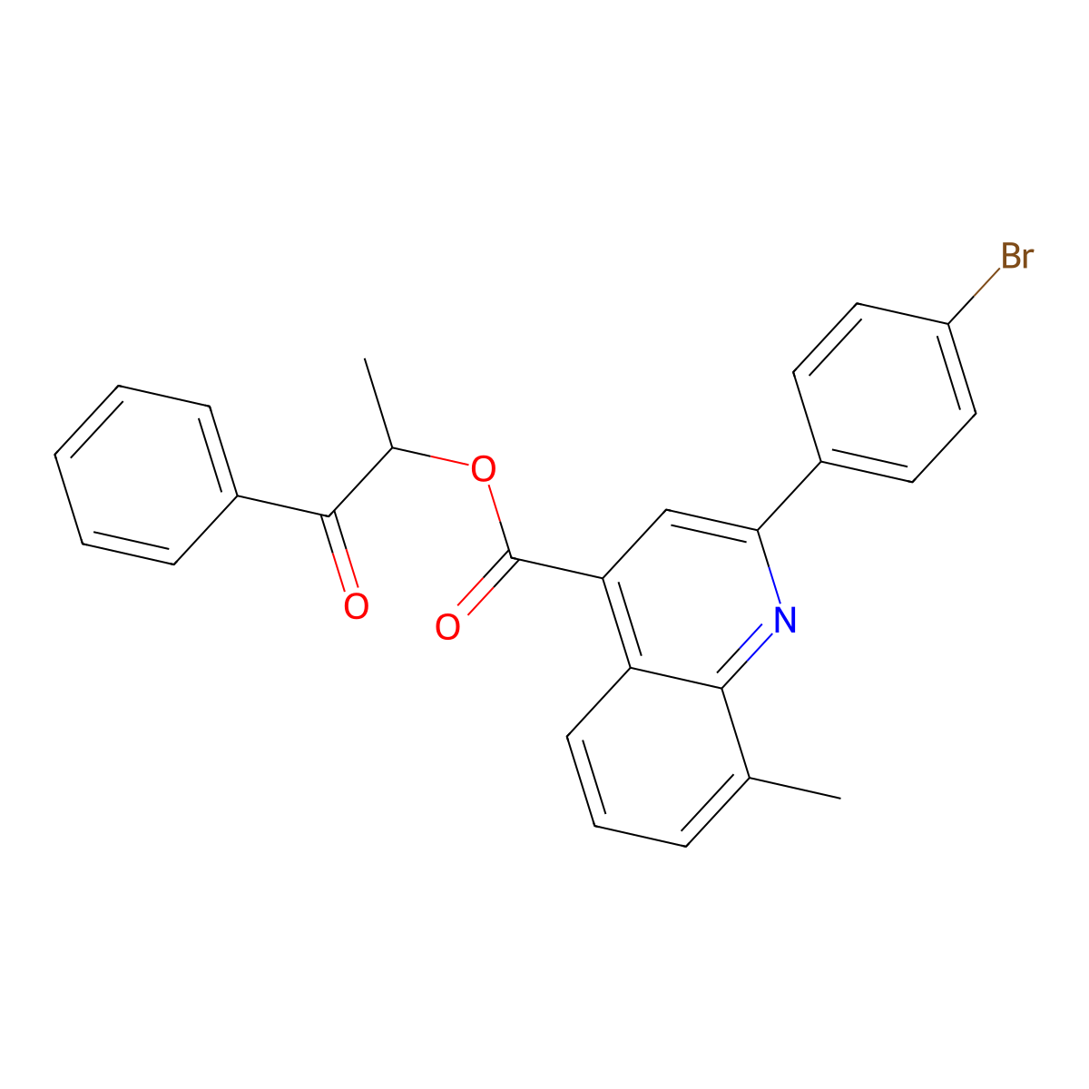 1-Methyl-2-oxo-2-phenylethyl 2-(4-bromophenyl)-8-methyl-4-quinolinecarboxylate molecular structure, CAS 355428-48-7