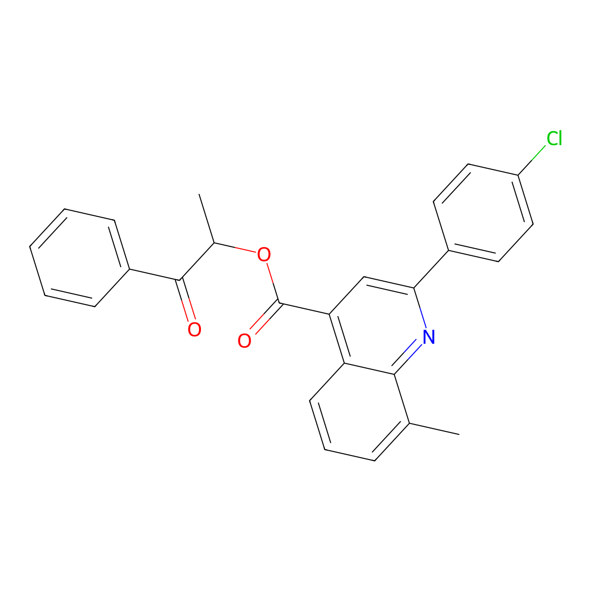 1-Methyl-2-oxo-2-phenylethyl 2-(4-chlorophenyl)-8-methyl-4-quinolinecarboxylate molecular structure, CAS 355428-49-8