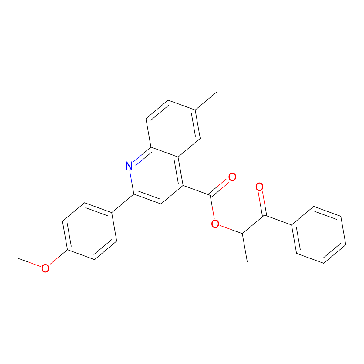 1-Methyl-2-oxo-2-phenylethyl 2-(4-methoxyphenyl)-6-methyl-4-quinolinecarboxylate molecular structure, CAS 355428-52-3