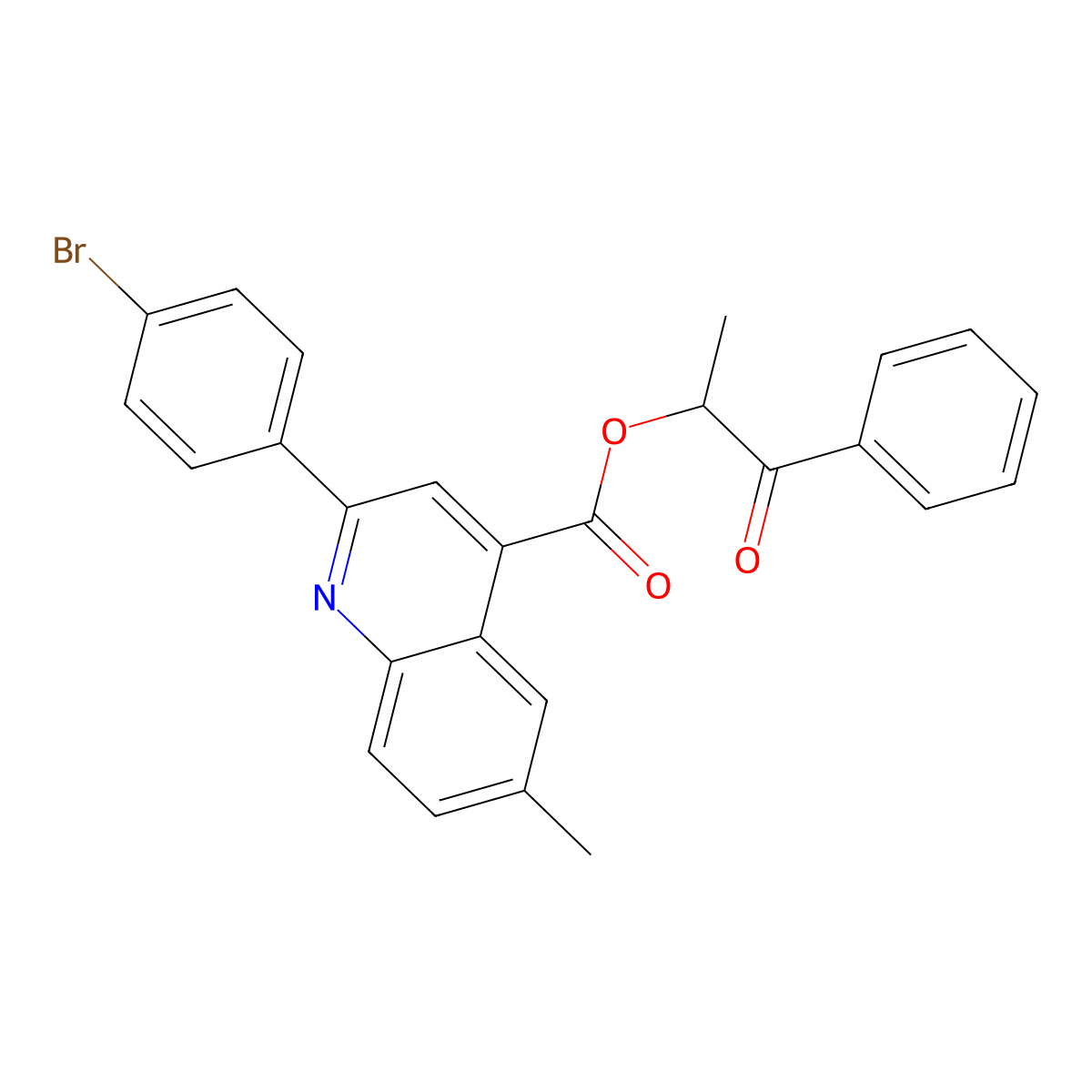 1-Methyl-2-oxo-2-phenylethyl 2-(4-bromophenyl)-6-methyl-4-quinolinecarboxylate molecular structure, CAS 355428-53-4