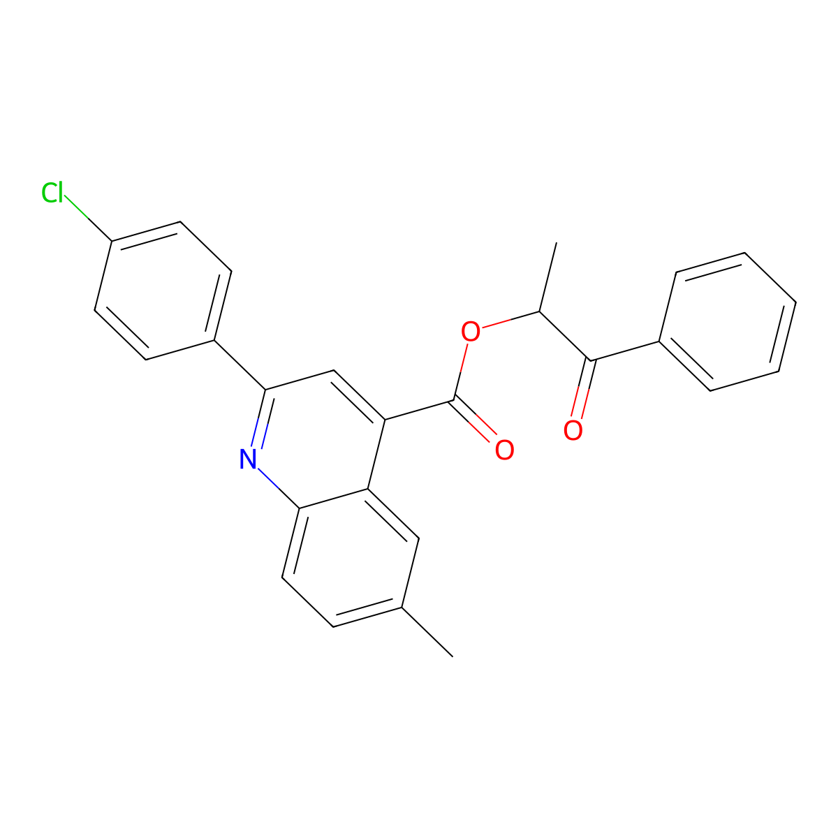1-Methyl-2-oxo-2-phenylethyl 2-(4-chlorophenyl)-6-methyl-4-quinolinecarboxylate molecular structure, CAS 355428-54-5