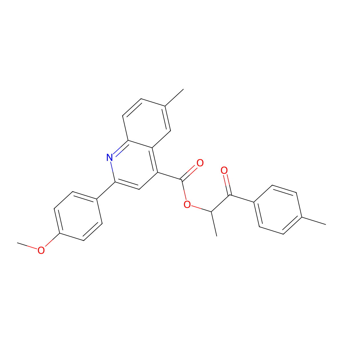 1-Methyl-2-(4-methylphenyl)-2-oxoethyl 2-(4-methoxyphenyl)-6-methyl-4-quinolinecarboxylate molecular structure, CAS 355428-55-6