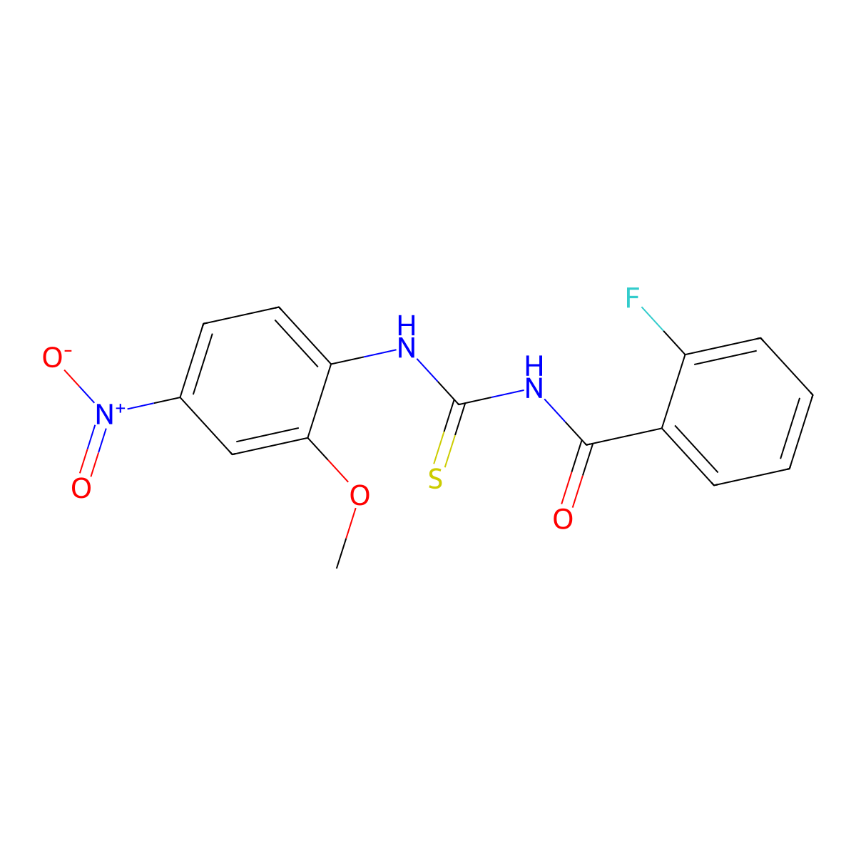 2-fluoro-N-[(2-methoxy-4-nitrophenyl)carbamothioyl]benzamide molecular structure, CAS 355428-60-3