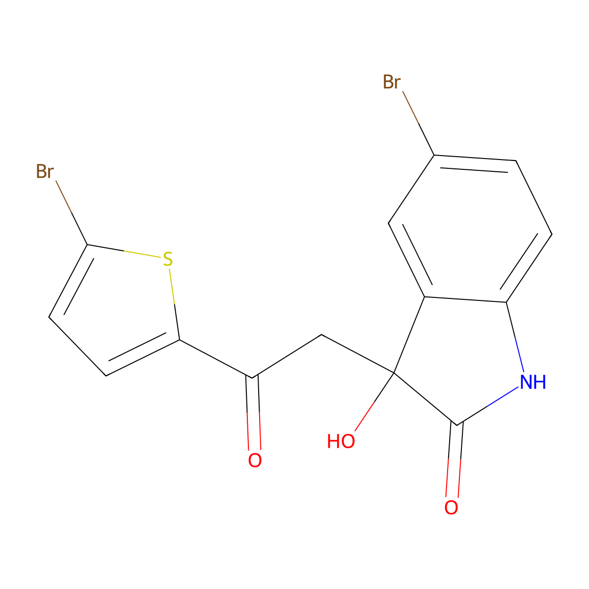 5-bromo-3-[2-(5-bromothiophen-2-yl)-2-oxoethyl]-3-hydroxy-1,3-dihydro-2H-indol-2-one molecular structure, CAS 355428-87-4