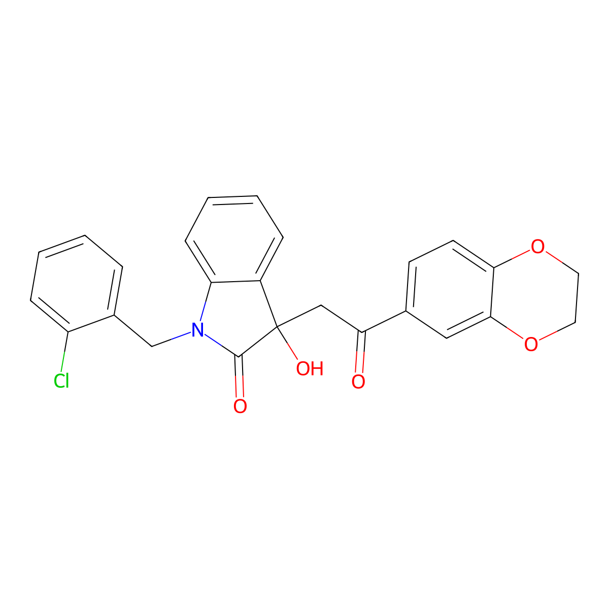 1-(2-chlorobenzyl)-3-[2-(2,3-dihydro-1,4-benzodioxin-6-yl)-2-oxoethyl]-3-hydroxy-1,3-dihydro-2H-indol-2-one molecular structure, CAS 355428-89-6