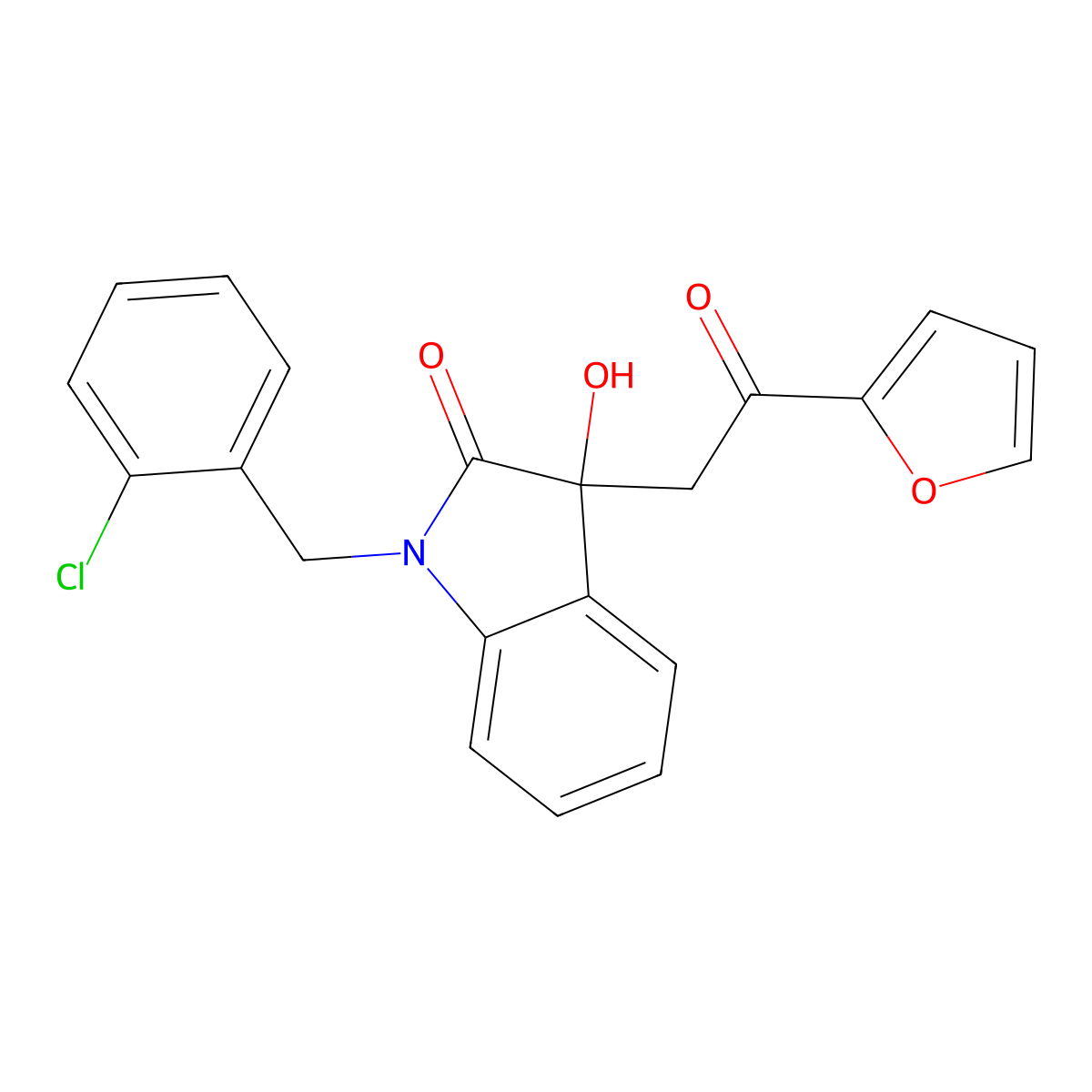 1-(2-chlorobenzyl)-3-[2-(2-furyl)-2-oxoethyl]-3-hydroxy-1,3-dihydro-2H-indol-2-one molecular structure, CAS 355428-90-9
