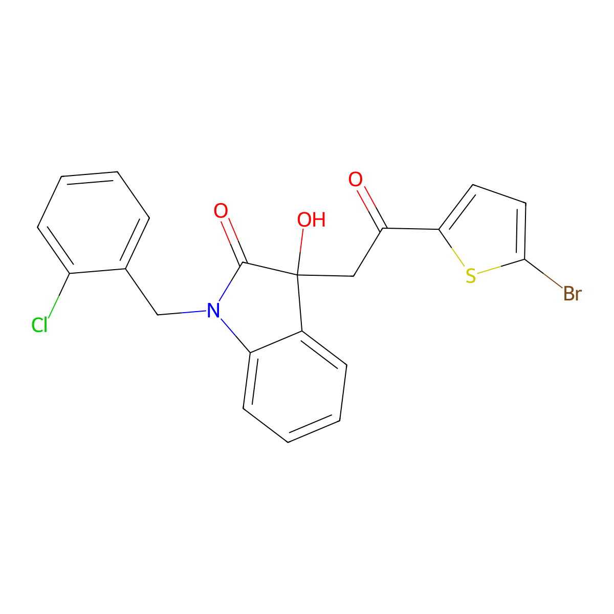 3-[2-(5-bromothiophen-2-yl)-2-oxoethyl]-1-(2-chlorobenzyl)-3-hydroxy-1,3-dihydro-2H-indol-2-one molecular structure, CAS 355428-93-2