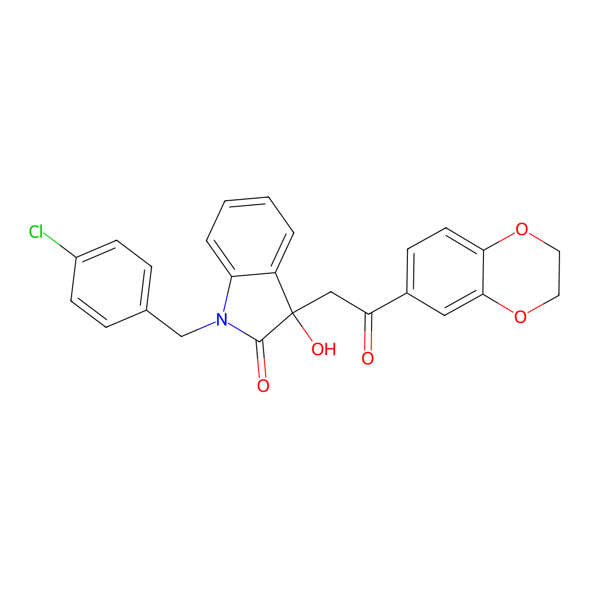 1-(4-chlorobenzyl)-3-[2-(2,3-dihydro-1,4-benzodioxin-6-yl)-2-oxoethyl]-3-hydroxy-1,3-dihydro-2H-indol-2-one molecular structure, CAS 355428-96-5