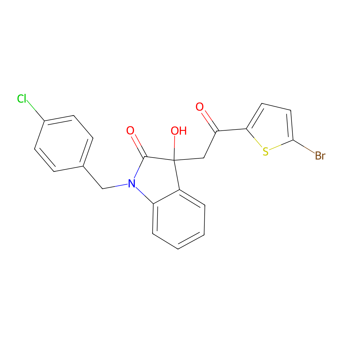 3-[2-(5-bromothiophen-2-yl)-2-oxoethyl]-1-(4-chlorobenzyl)-3-hydroxy-1,3-dihydro-2H-indol-2-one molecular structure, CAS 355429-00-4