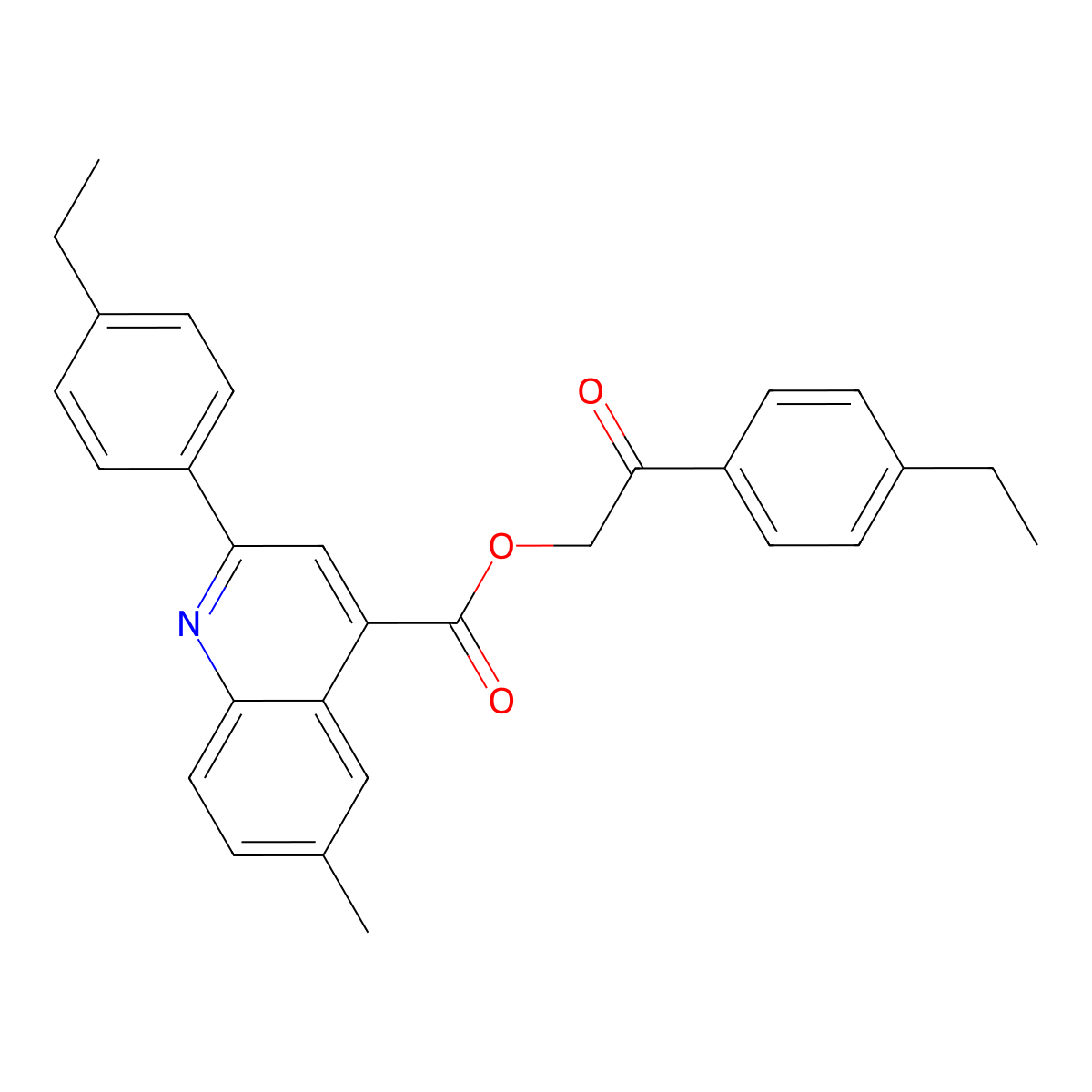 2-(4-Ethylphenyl)-2-oxoethyl 2-(4-ethylphenyl)-6-methyl-4-quinolinecarboxylate molecular structure, CAS 355429-02-6