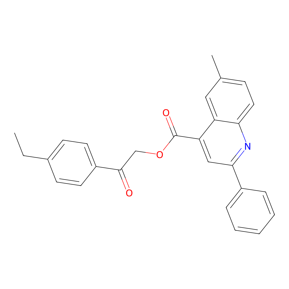 2-(4-Ethylphenyl)-2-oxoethyl 6-methyl-2-phenyl-4-quinolinecarboxylate molecular structure, CAS 355429-03-7