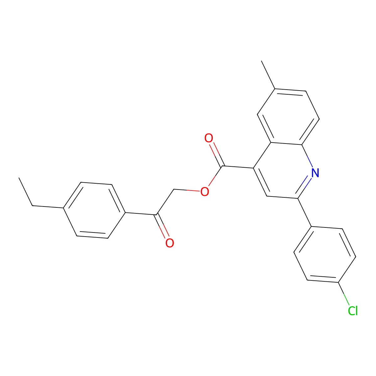 2-(4-Ethylphenyl)-2-oxoethyl 2-(4-chlorophenyl)-6-methyl-4-quinolinecarboxylate molecular structure, CAS 355429-05-9