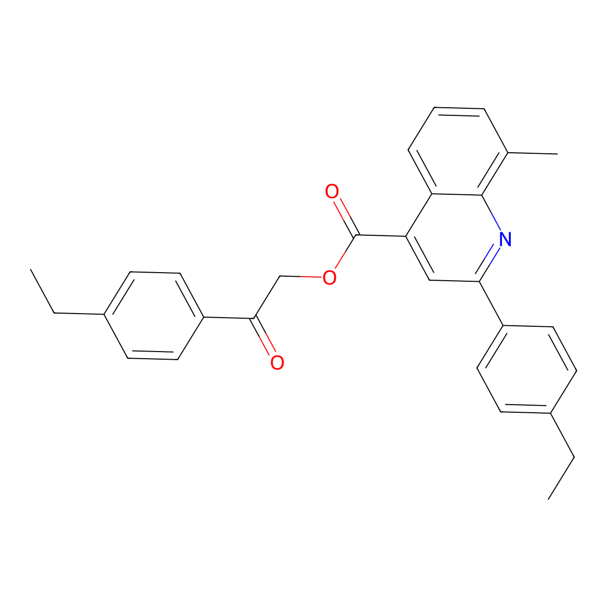 2-(4-Ethylphenyl)-2-oxoethyl 2-(4-ethylphenyl)-8-methyl-4-quinolinecarboxylate molecular structure, CAS 355429-08-2
