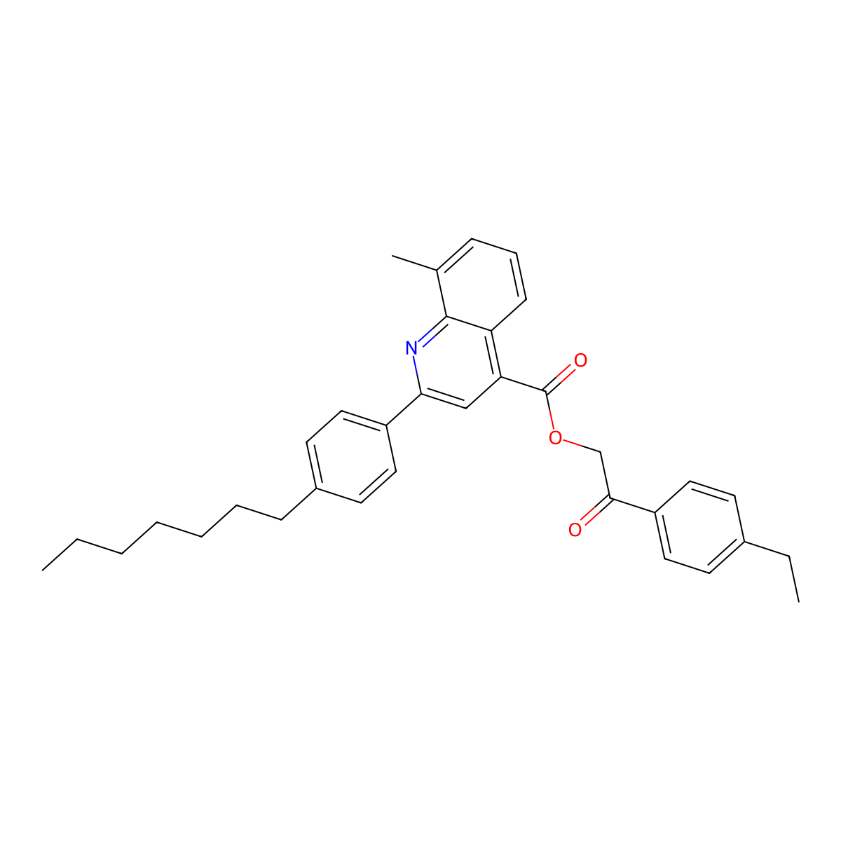 2-(4-Ethylphenyl)-2-oxoethyl 2-(4-heptylphenyl)-8-methyl-4-quinolinecarboxylate molecular structure, CAS 355429-13-9