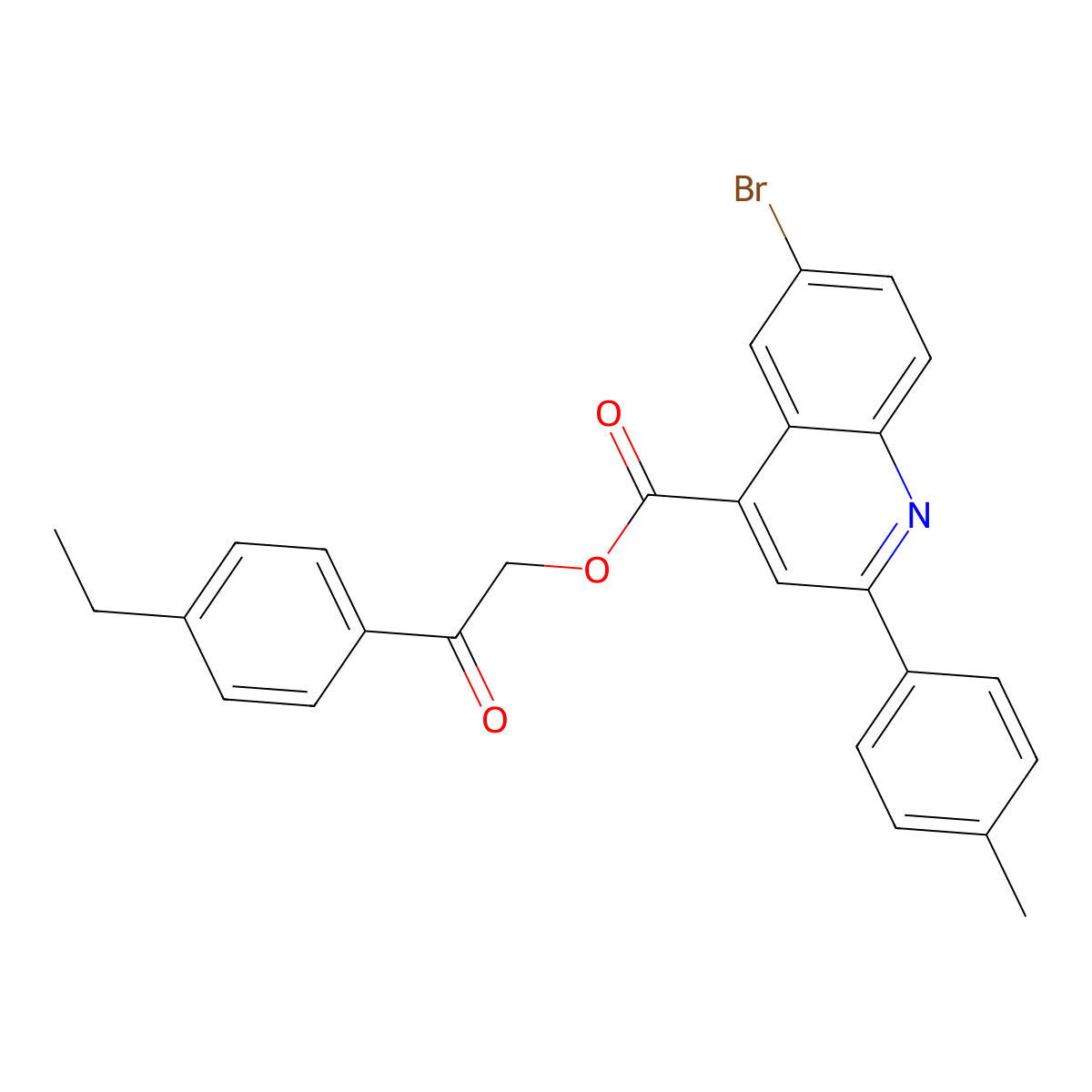 2-(4-Ethylphenyl)-2-oxoethyl 6-bromo-2-(4-methylphenyl)-4-quinolinecarboxylate molecular structure, CAS 355429-15-1
