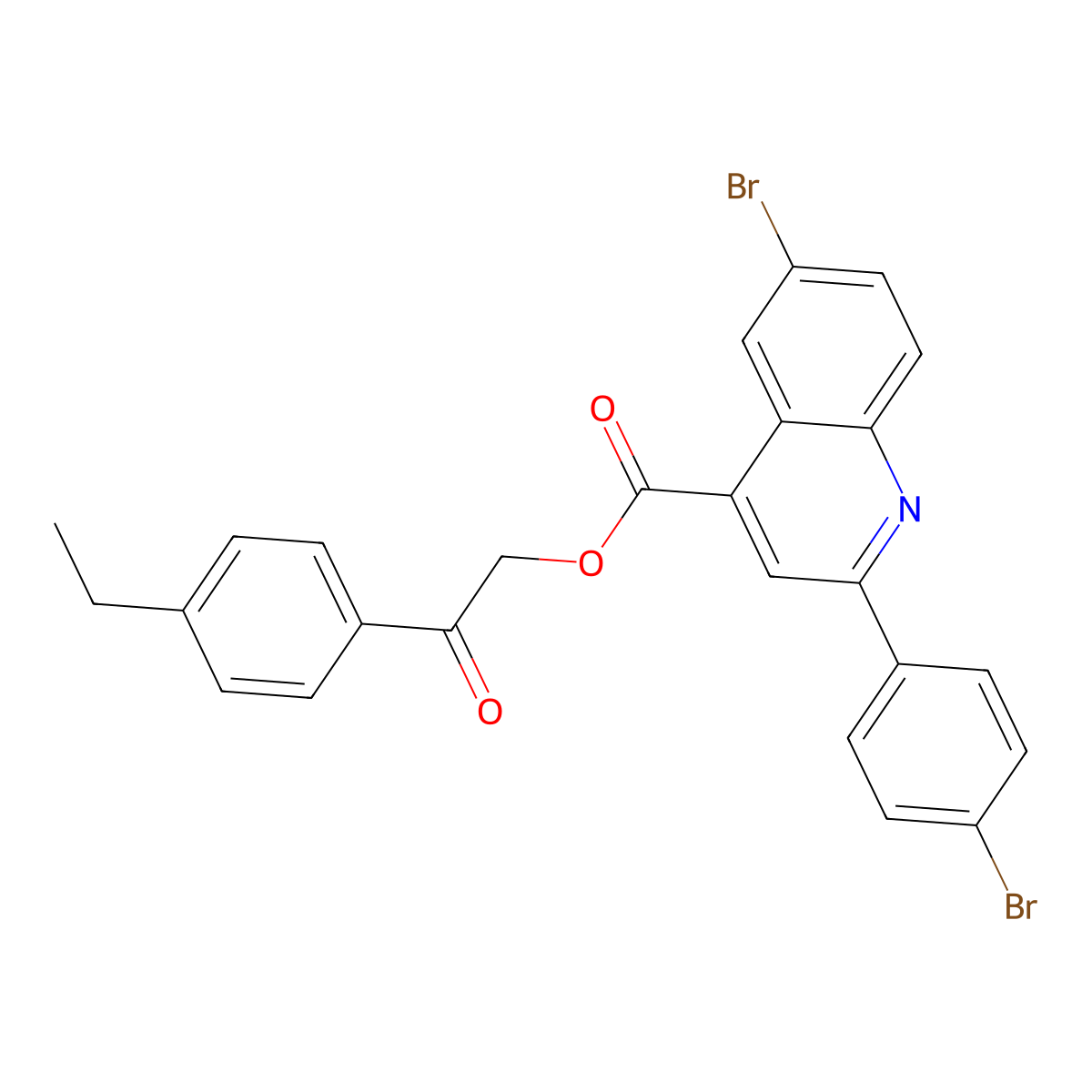 2-(4-Ethylphenyl)-2-oxoethyl 6-bromo-2-(4-bromophenyl)-4-quinolinecarboxylate molecular structure, CAS 355429-16-2