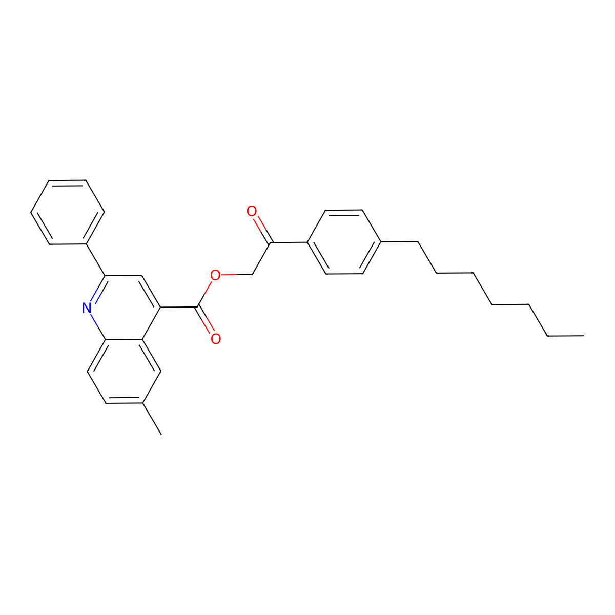 2-(4-Heptylphenyl)-2-oxoethyl 6-methyl-2-phenyl-4-quinolinecarboxylate molecular structure, CAS 355429-17-3