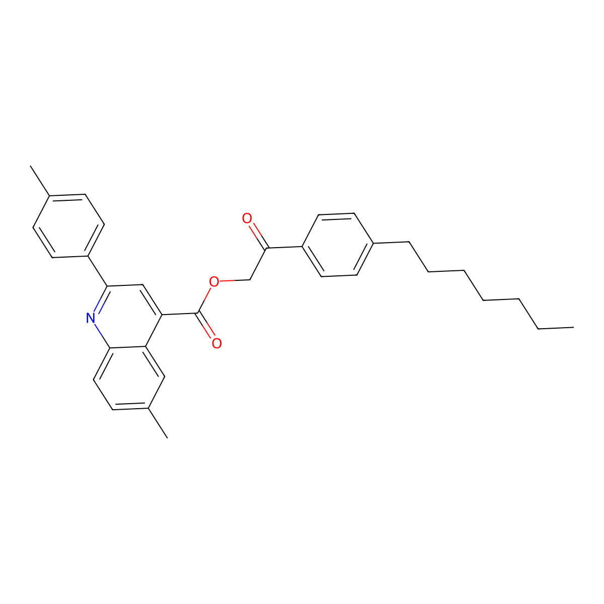 2-(4-Heptylphenyl)-2-oxoethyl 6-methyl-2-(4-methylphenyl)-4-quinolinecarboxylate molecular structure, CAS 355429-18-4