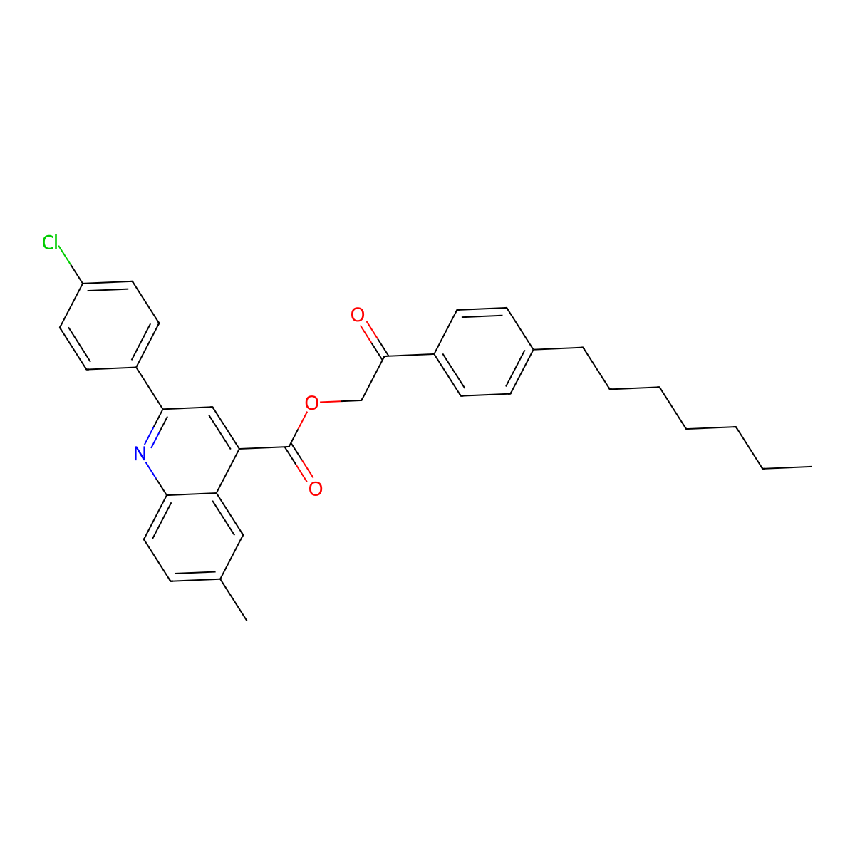2-(4-Heptylphenyl)-2-oxoethyl 2-(4-chlorophenyl)-6-methyl-4-quinolinecarboxylate molecular structure, CAS 355429-19-5