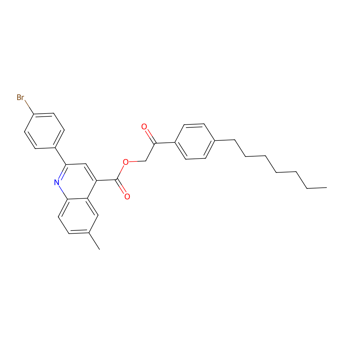 2-(4-Heptylphenyl)-2-oxoethyl 2-(4-bromophenyl)-6-methyl-4-quinolinecarboxylate molecular structure, CAS 355429-20-8