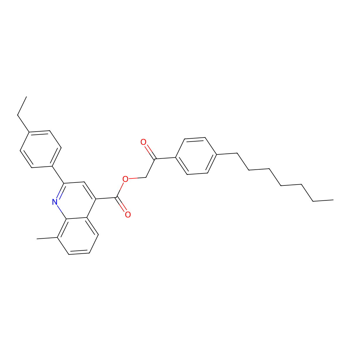 2-(4-Heptylphenyl)-2-oxoethyl 2-(4-ethylphenyl)-8-methyl-4-quinolinecarboxylate molecular structure, CAS 355429-22-0