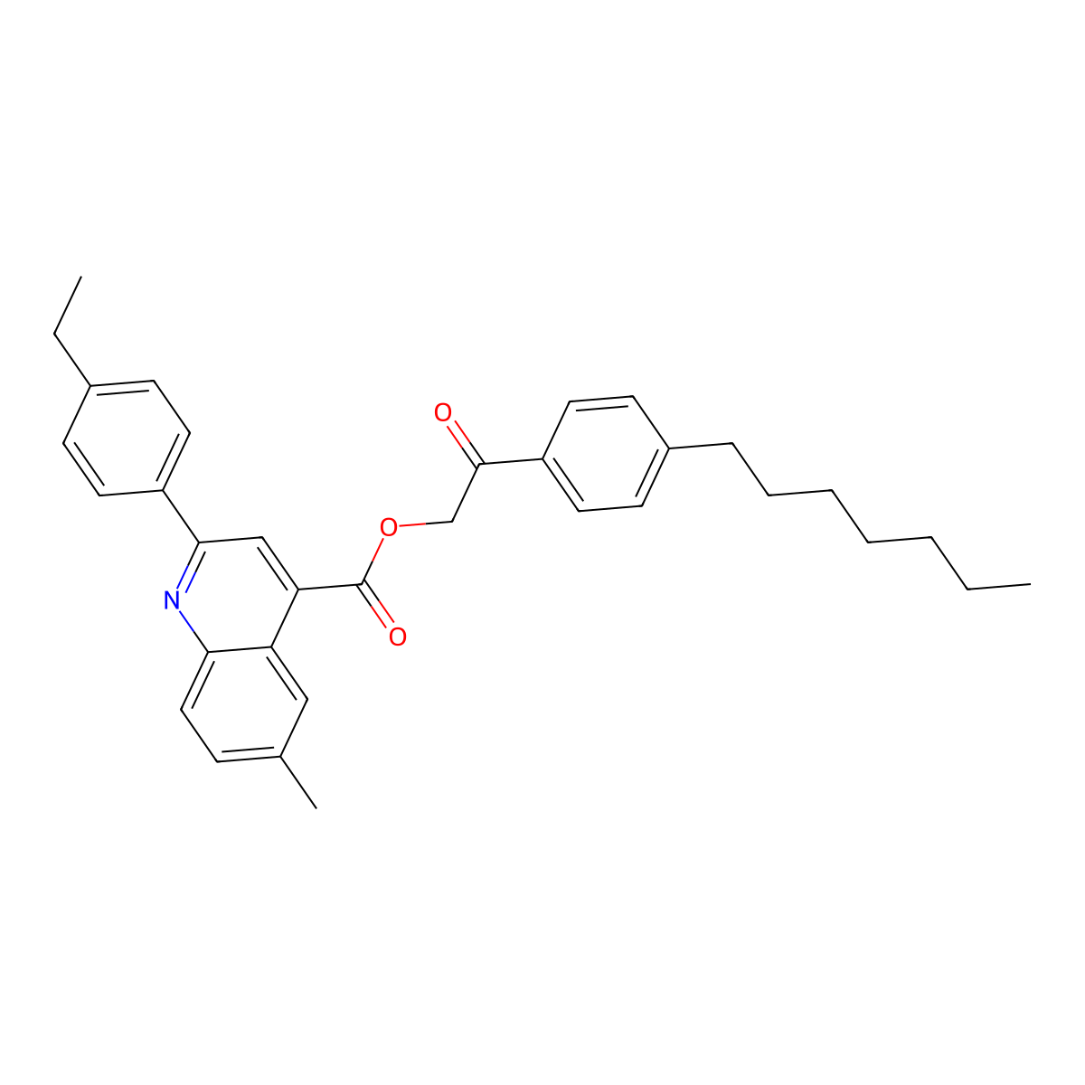 2-(4-Heptylphenyl)-2-oxoethyl 2-(4-ethylphenyl)-6-methyl-4-quinolinecarboxylate molecular structure, CAS 355429-23-1