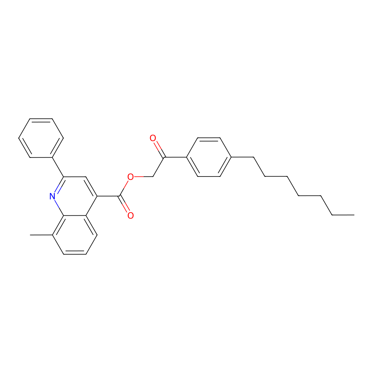 2-(4-Heptylphenyl)-2-oxoethyl 8-methyl-2-phenyl-4-quinolinecarboxylate molecular structure, CAS 355429-24-2