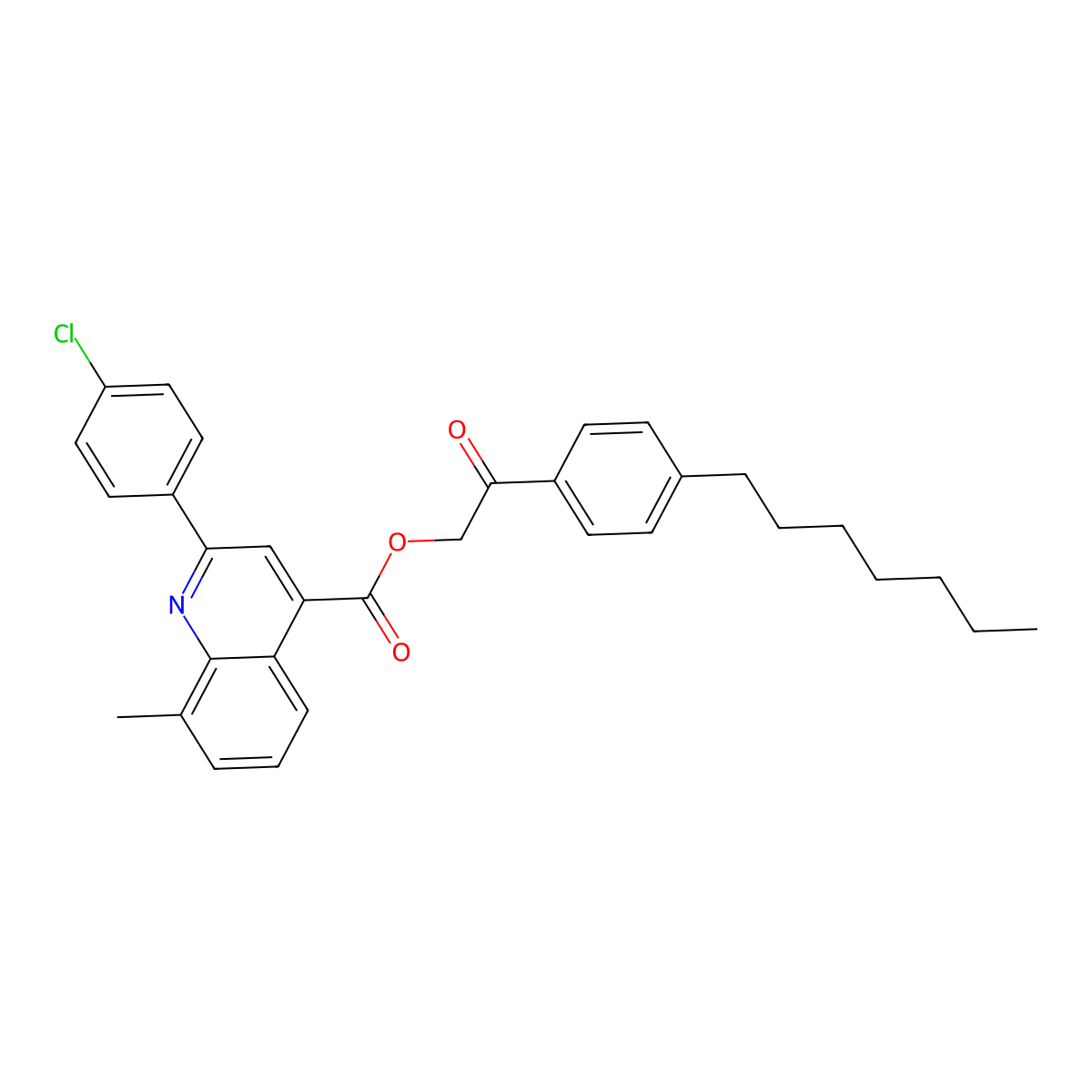2-(4-Heptylphenyl)-2-oxoethyl 2-(4-chlorophenyl)-8-methyl-4-quinolinecarboxylate molecular structure, CAS 355429-26-4