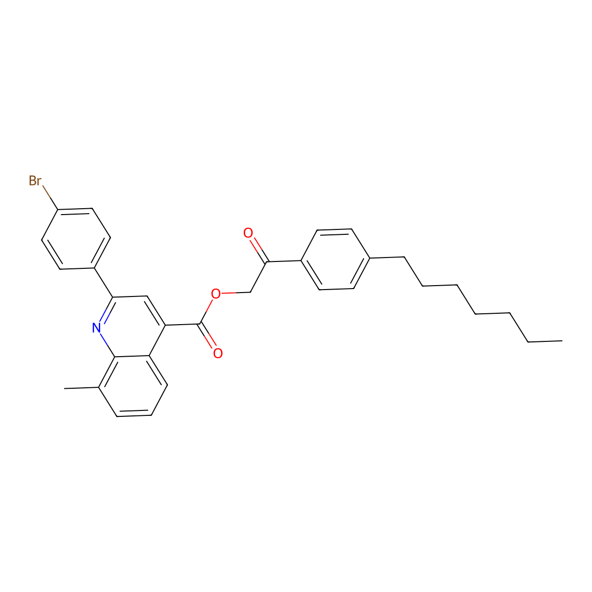 2-(4-Heptylphenyl)-2-oxoethyl 2-(4-bromophenyl)-8-methyl-4-quinolinecarboxylate molecular structure, CAS 355429-27-5