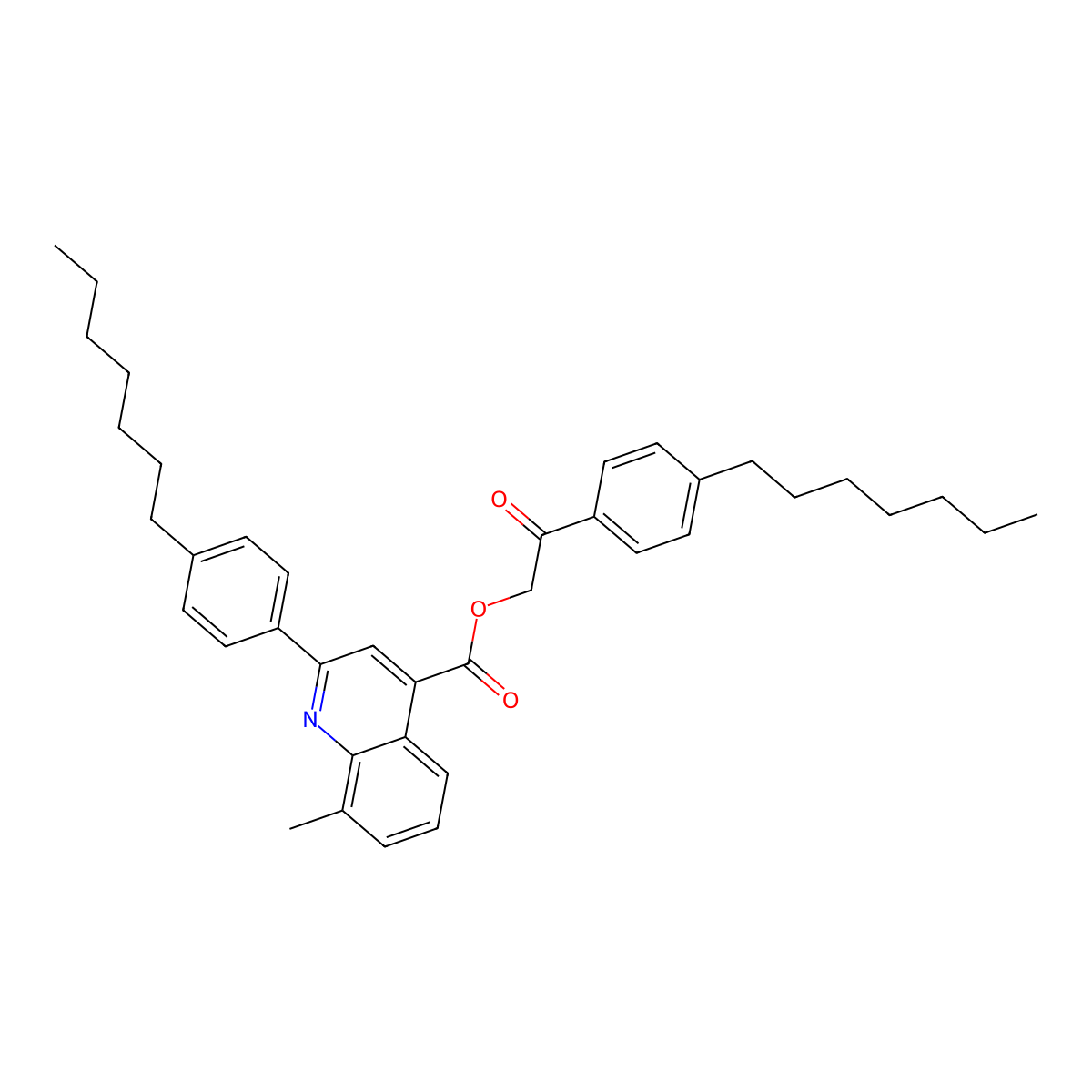 2-(4-Heptylphenyl)-2-oxoethyl 2-(4-heptylphenyl)-8-methyl-4-quinolinecarboxylate molecular structure, CAS 355429-28-6