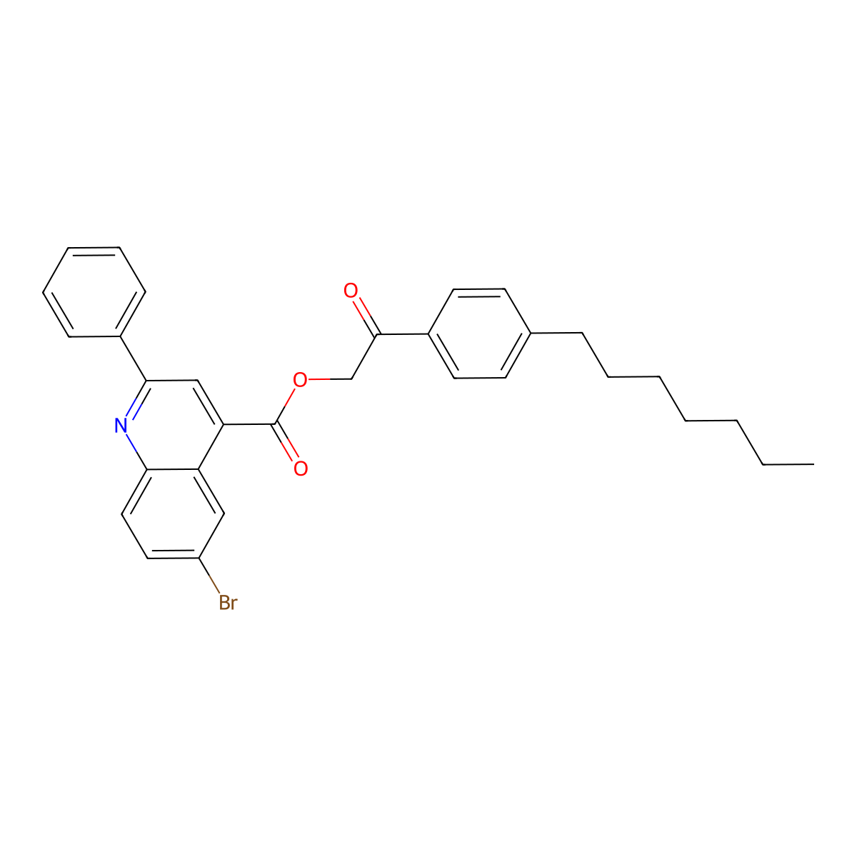 2-(4-Heptylphenyl)-2-oxoethyl 6-bromo-2-phenyl-4-quinolinecarboxylate molecular structure, CAS 355429-29-7