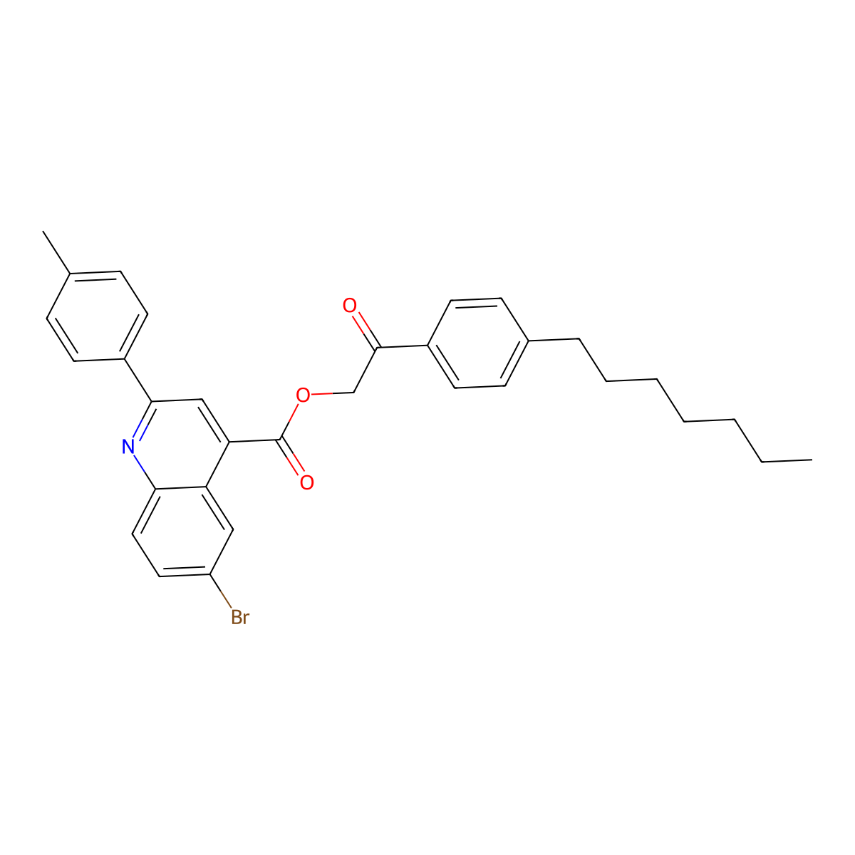 2-(4-Heptylphenyl)-2-oxoethyl 6-bromo-2-(4-methylphenyl)-4-quinolinecarboxylate molecular structure, CAS 355429-30-0