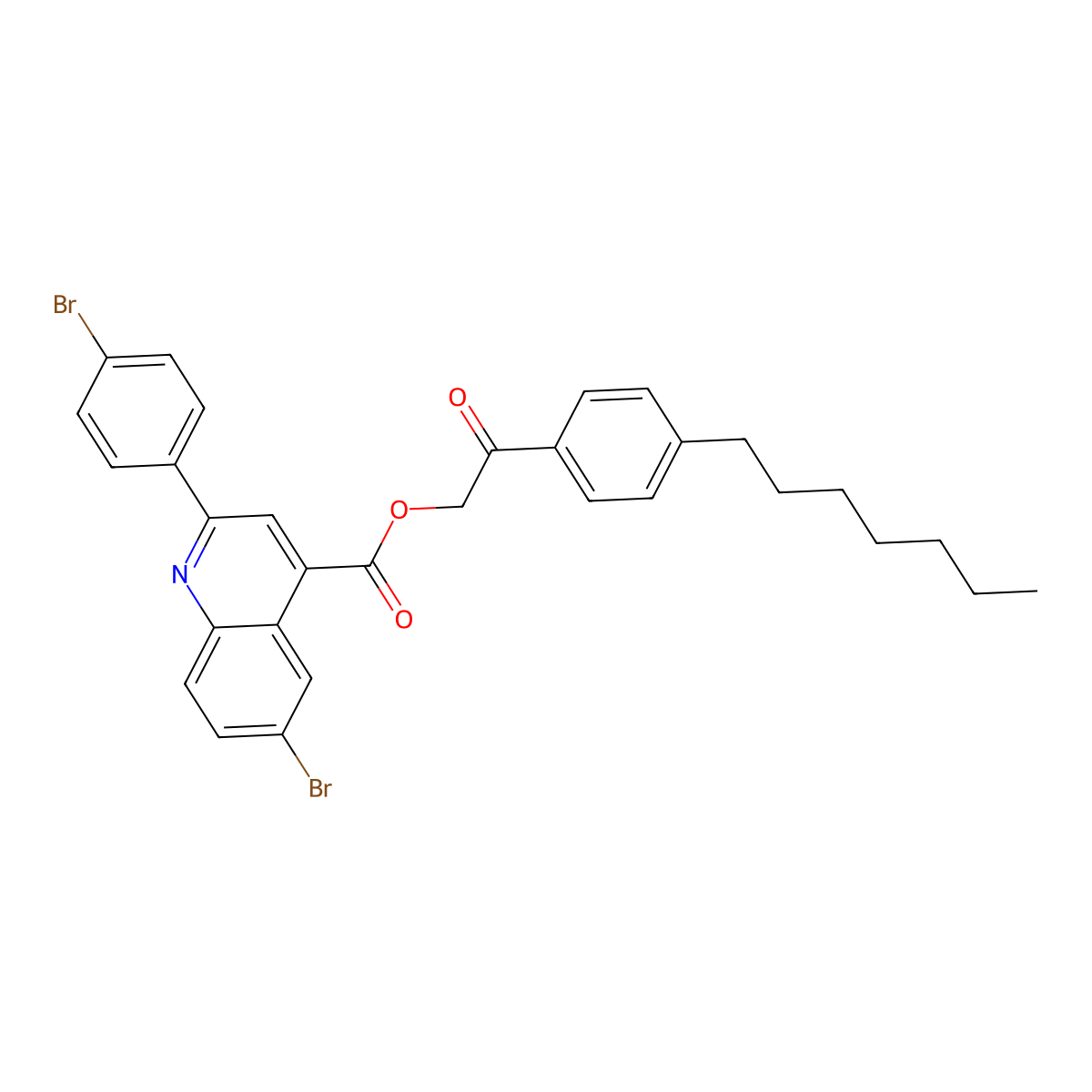 2-(4-Heptylphenyl)-2-oxoethyl 6-bromo-2-(4-bromophenyl)-4-quinolinecarboxylate molecular structure, CAS 355429-32-2
