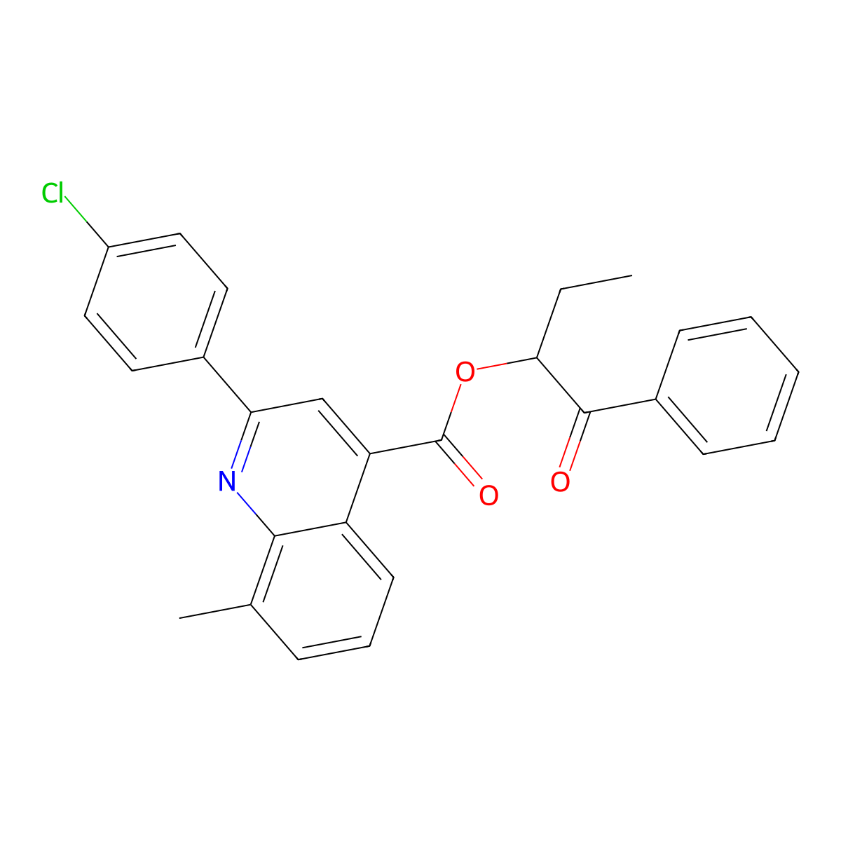 1-Benzoylpropyl 2-(4-chlorophenyl)-8-methyl-4-quinolinecarboxylate molecular structure, CAS 355429-36-6