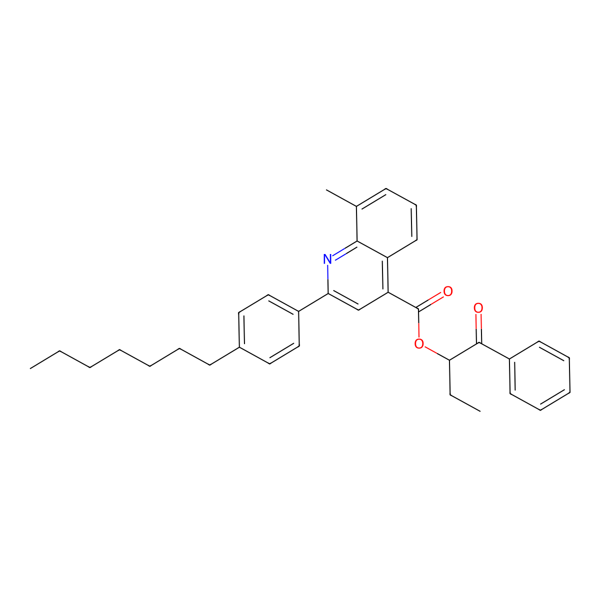 1-Benzoylpropyl 2-(4-heptylphenyl)-8-methyl-4-quinolinecarboxylate molecular structure, CAS 355429-38-8