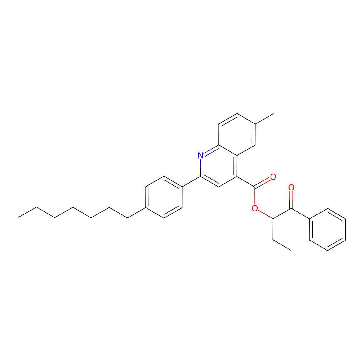 1-Benzoylpropyl 2-(4-heptylphenyl)-6-methyl-4-quinolinecarboxylate molecular structure, CAS 355429-42-4