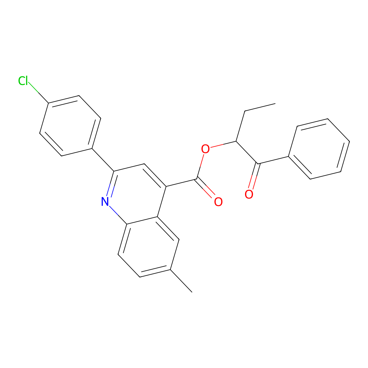 1-Benzoylpropyl 2-(4-chlorophenyl)-6-methyl-4-quinolinecarboxylate molecular structure, CAS 355429-71-9