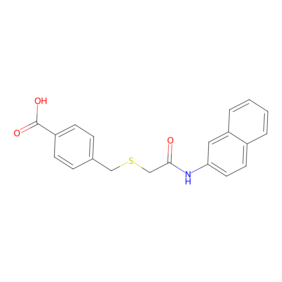 4-[[2-(Naphthalen-2-ylamino)-2-oxoethyl]sulfanylmethyl]benzoic acid molecular structure, CAS 355430-40-9