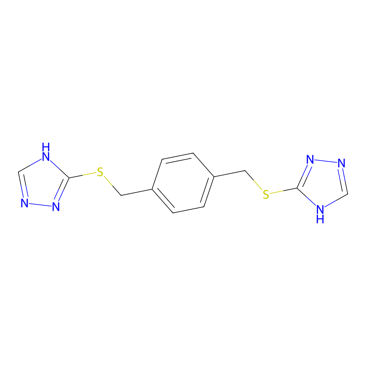 1,4-bis(((4H-1,2,4-triazol-3-yl)thio)methyl)benzene molecular structure, CAS 355430-48-7