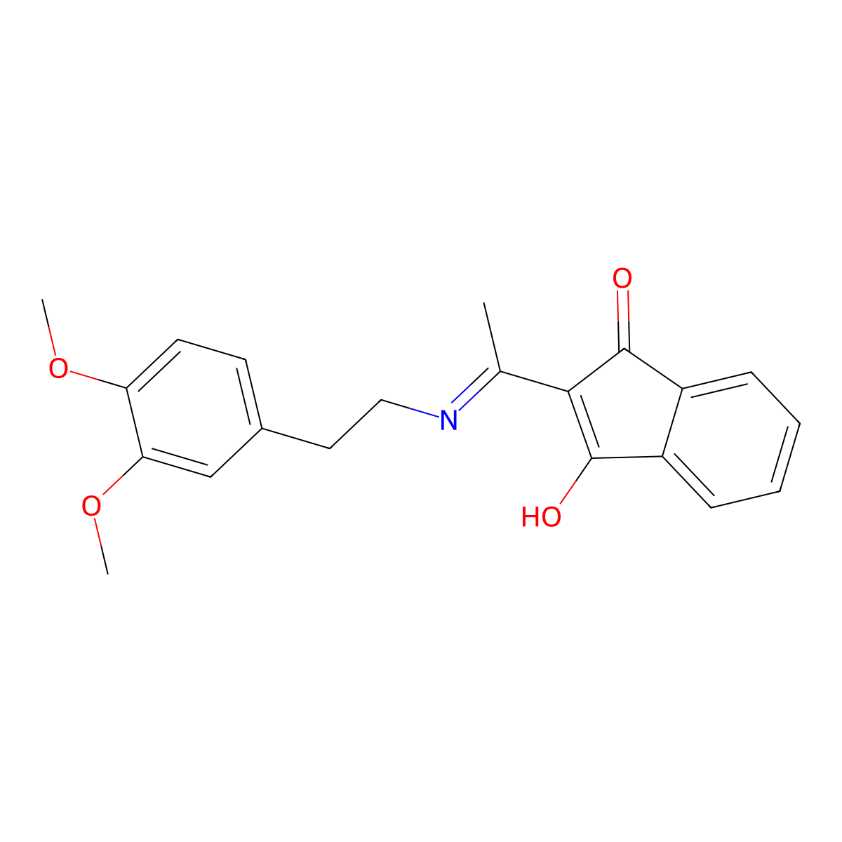 2-(1-((3,4-Dimethoxyphenethyl)amino)ethylidene)-1H-indene-1,3(2H)-dione molecular structure, CAS 355430-61-4