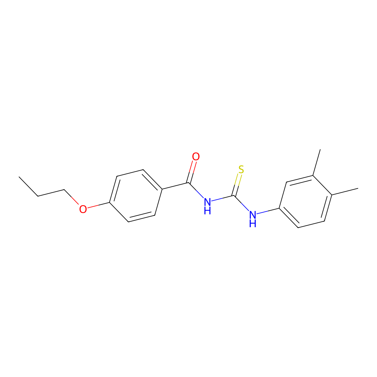 N-[(3,4-dimethylphenyl)carbamothioyl]-4-propoxybenzamide molecular structure, CAS 355430-76-1