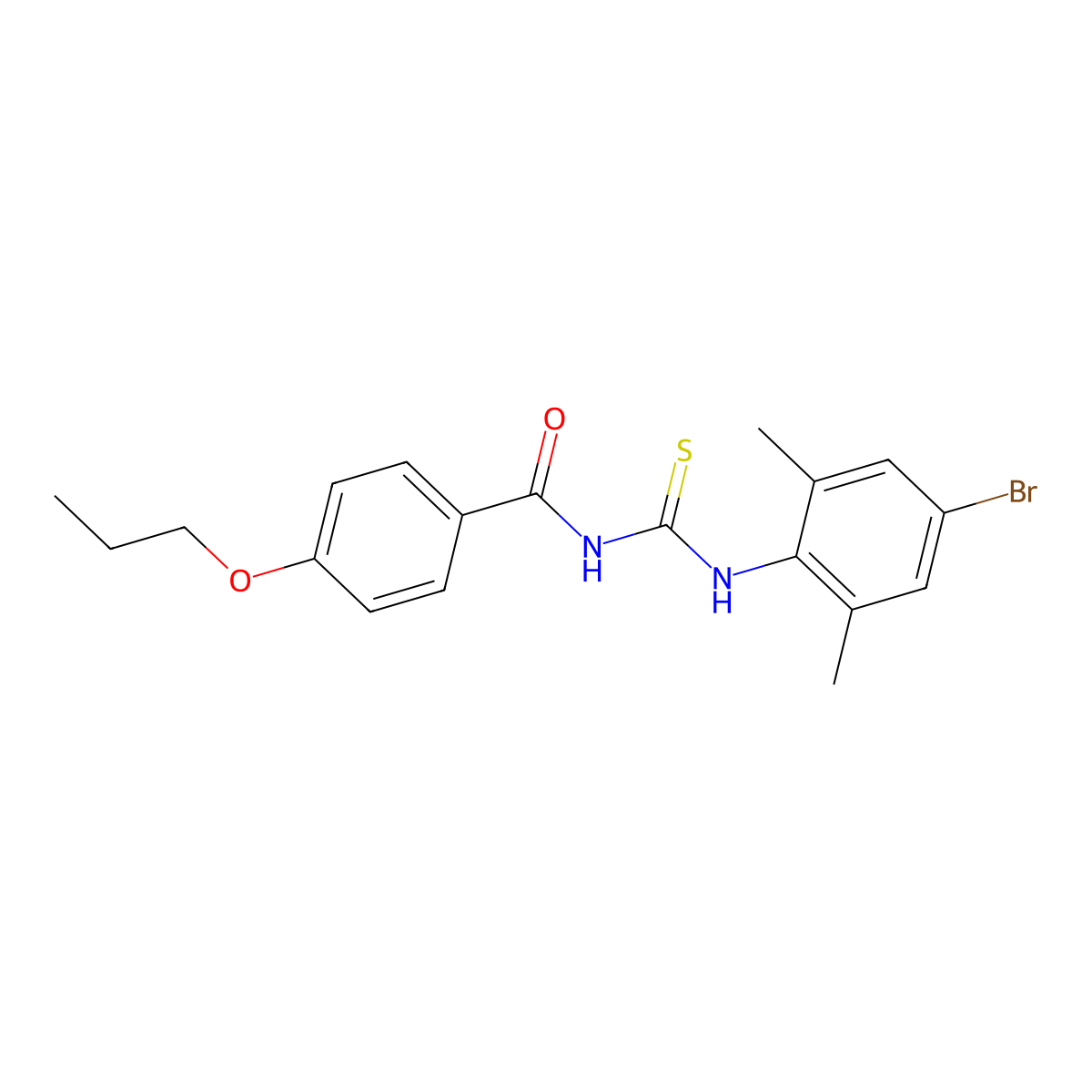 N-[(4-bromo-2,6-dimethylphenyl)carbamothioyl]-4-propoxybenzamide molecular structure, CAS 355430-77-2