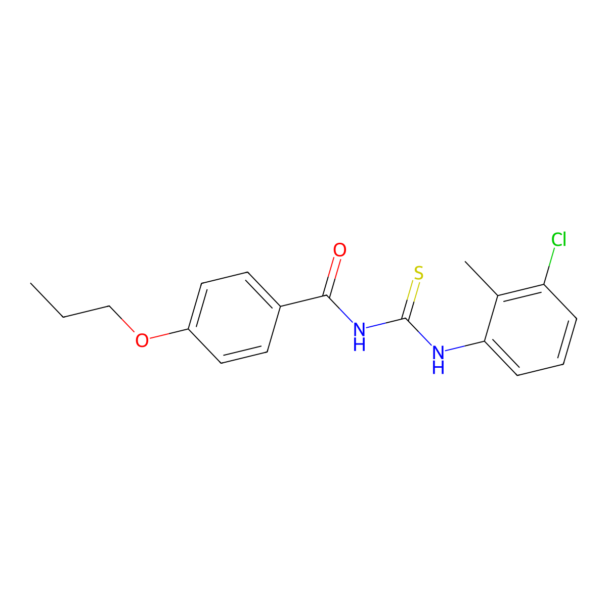 N-[(3-chloro-2-methylphenyl)carbamothioyl]-4-propoxybenzamide molecular structure, CAS 355430-78-3