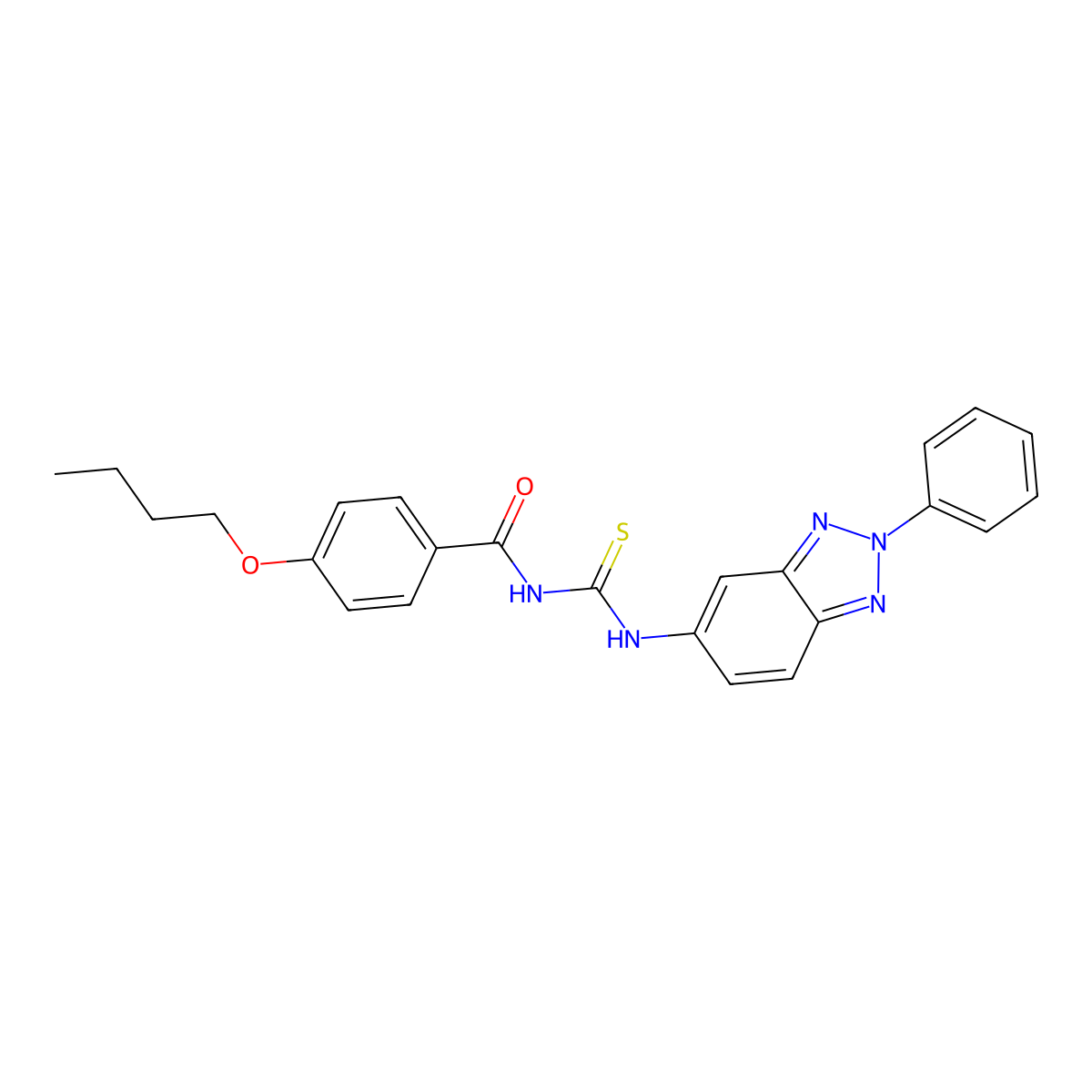 4-butoxy-N-[(2-phenylbenzotriazol-5-yl)carbamothioyl]benzamide molecular structure, CAS 355430-80-7