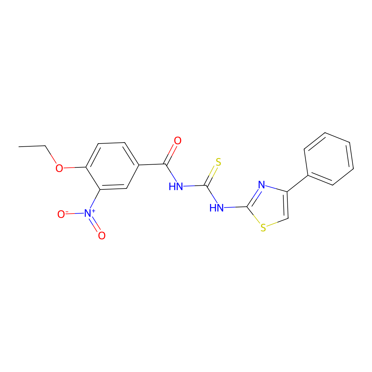 4-ethoxy-3-nitro-N-[(4-phenyl-1,3-thiazol-2-yl)carbamothioyl]benzamide molecular structure, CAS 355430-85-2